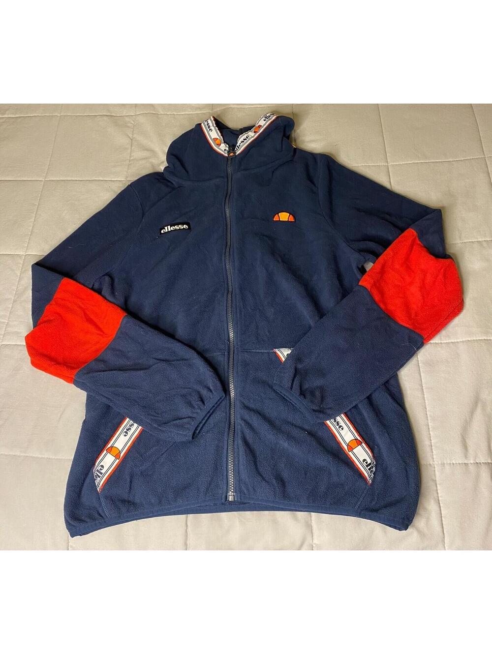 ELLESSE VINTAGE FLEECE HOODED ZIP-UP SWEATSHIRT - XXL (B3)